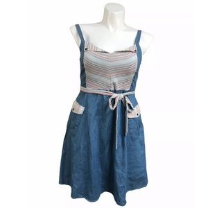 ModCloth Chambray Dress Stripe Denim Blue Jean Size XL